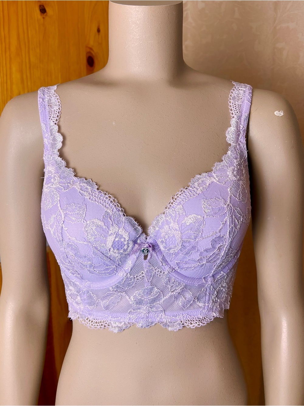 34D | Victoria's Secret 'Body' Light Purple Lace Lightly Lined Demi Bra